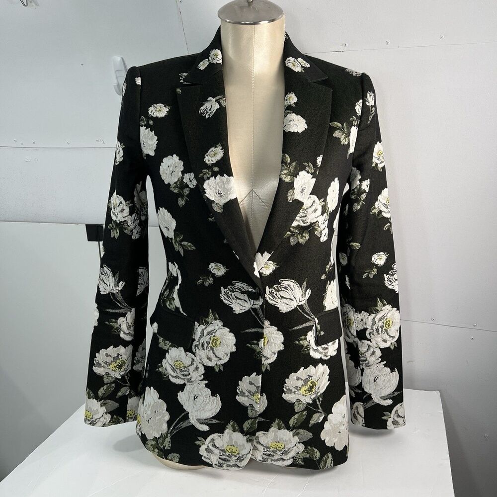 ALICE + OLIVIA Macey Fitted Floral Print Tailored Blazer Jacket Size 4